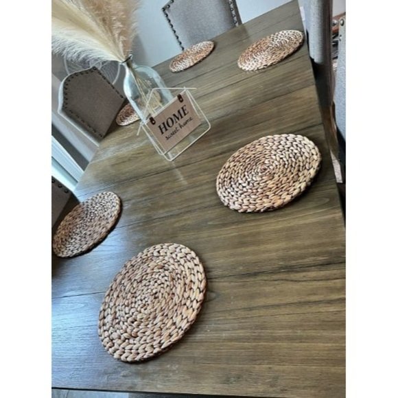 (Sizes: 12"-13"-14") Woven Placemats, Brown Round Rattan Placemat 12" - Set of 6 - Picture 3 of 3